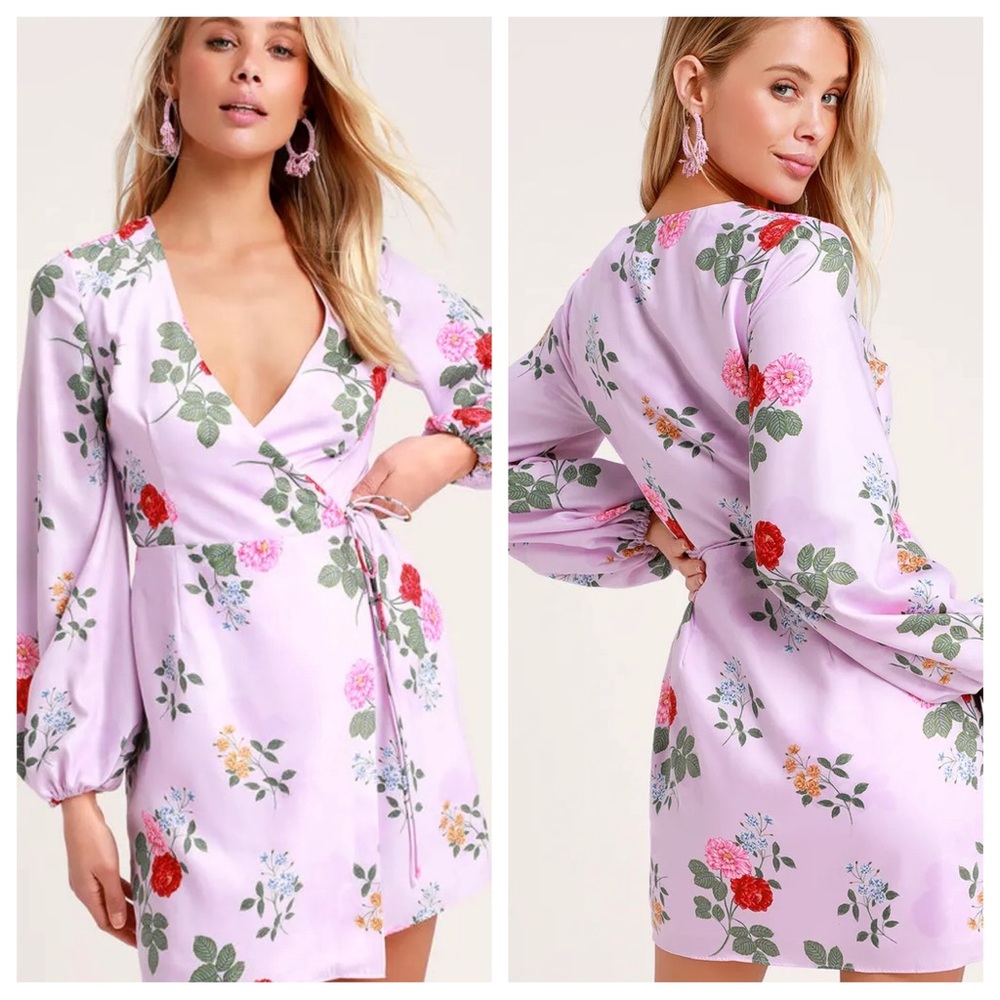 $170 NWT Keepsake Pretty One Wrap Dress Lilac Floral XS - Picture 14 of 14